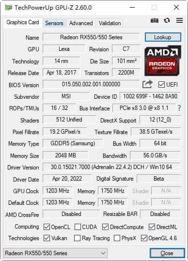 GPU-Z(显卡检测工具)v2.60.0最新版 GPU-Z(显卡检测工具)v2.60.0最新版